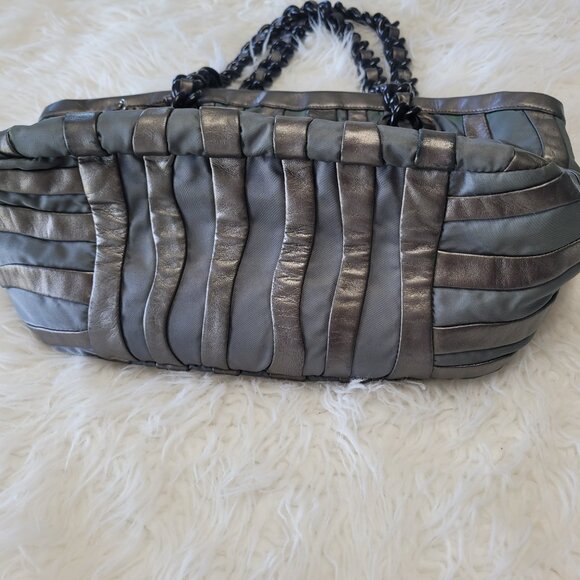 Prada Shoulder Tote Bag Leather Fabric Brown Gray - Picture 7 of 16